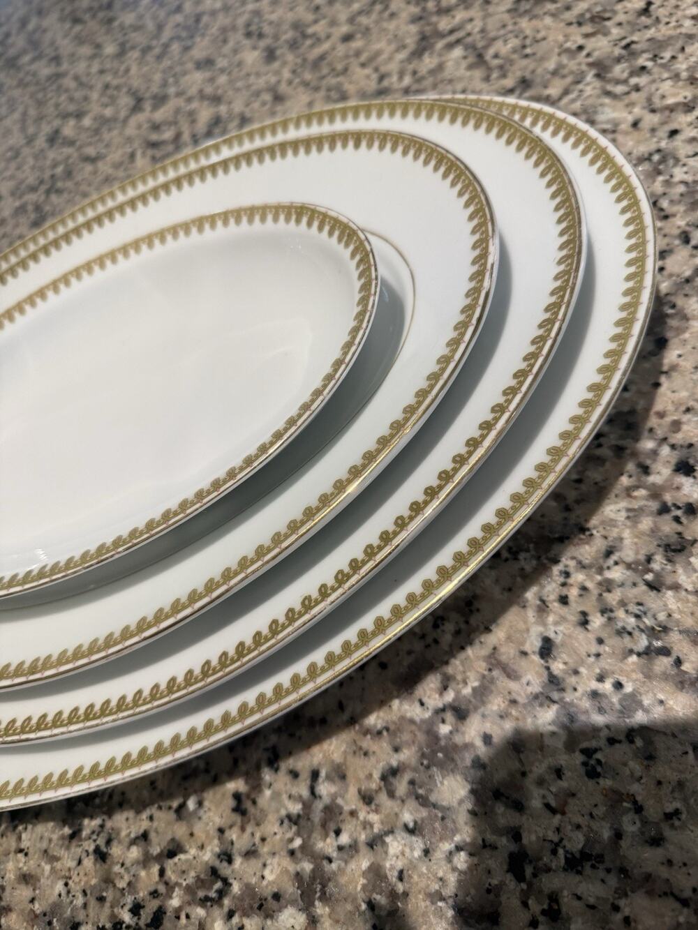 Set Of 4 Schwarzburg Germany Gold Trim Oval Serving Platters